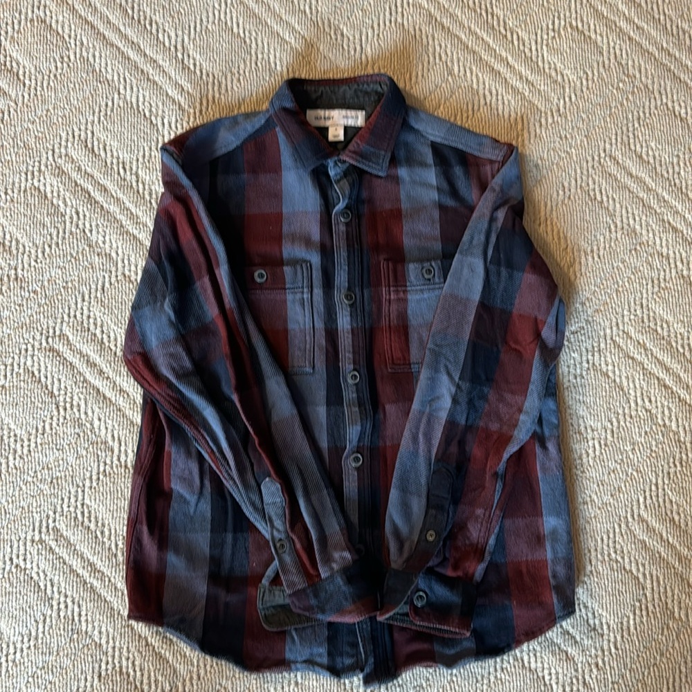 Old Navy flannel shades of blue and burgundy